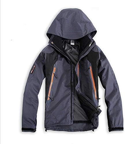 メンズスキージャケットスポーツウェア メンズ冬のジャケット防水スキージャケット屋外フード付きの暖かい雪のスキージャケット アウトドア防水ウォームジャケット 色 グレー サイズ S Sobfashionweek Com