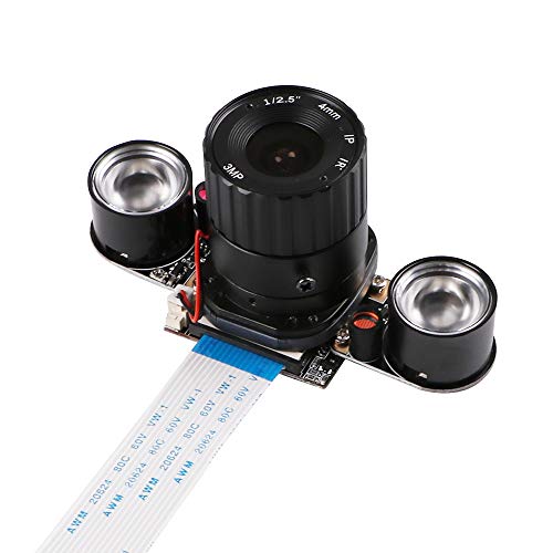 MakerFocus Raspberry Pi3 Camera IR 70 Degree Camera 5MP OV5647 Webcam Built-in IR-Cut Automatically Switching Between Day-Vision and Night-Vision Shooing Mode for Raspberry Pi 3B/3B+ and Pi 2B B+