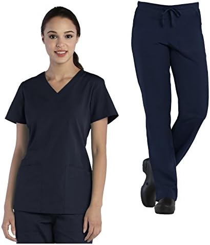 Tru Basic Womens V-Neck Top 10102 & Half Elastic Drawstring Pant 90102 Scrub Set
