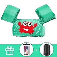 AmazeFan Kids Swim Life Jacket Vest for Swimming Pool, Swim Aid Floats with Waterproof Phone Pouch and Storage Bag, Suitable for 30-50 lbs Infant/Baby/Toddler, Children Puddle/Sea Beach Jumper