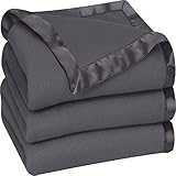 Utopia Bedding Fleece Blanket Twin Size Grey Soft Cozy Sateen Bed Blanket Microfiber