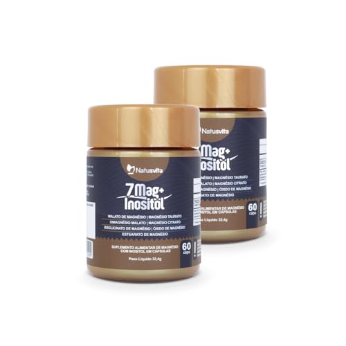 Kit 2 und. 120 cápsulas. 7 Magnésios + Inositol. Dimalato Taurato Citrato Bisglicinato Complexo Concentrado e Absorção Quelato