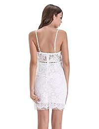 BARGOOS - Vestido de verano para mujer, cuello en V, sin mangas, holgado, de encaje, sexy, para fiestas