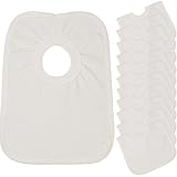 BabyPrem Baby Bibs 12 Pack Cotton Round Neck Popover The Head One Size White