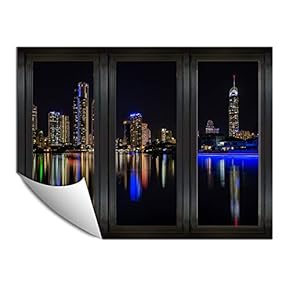 Wall Paper Small Wall Mural City at Night Wall Art Removable Wall Decoration for Bedroom Living Room - 24x32 inches