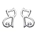 Julie's Jewelry S925 Sterling Silver Cat Earrings Hollow Out Cat Stud Earrings