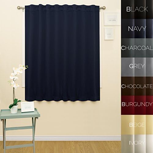 Prestige Home Fashion Wide Width Thermal Insulated Blackout Curtain - Back Tab / Rod Pocket - Navy - 76"W x 63"L, 1 Panel