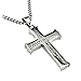 Philippians 4:13 Jewelry, Cross Necklace STRENGTH Bible Verse, Stainless Steel with Curb Chain