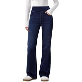 DLOODA Trendy Flare Jeans for Women Pull On Bootcut Stretchy Denim Pants | 4 Way Stretch Denim, High Waisted Jeans, Elastic Waist, 4 Pockets, Bootcut Leg, Casual, Daily Wear, Travel, Work