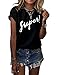 Haola Women's Summer Street Printed Tops Funny Juniors T Shirt Short Sleeve Tees Black S