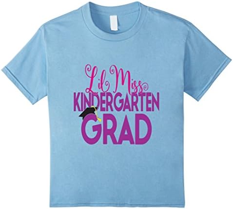 Kids Lil Miss Kindergarten Grad Shirt Daughter Graduation Kids 6 Baby Blue