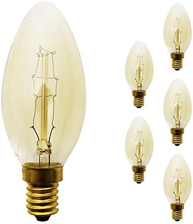 Pack of 5 Small Edison Screw 40W Candle Bulb E14 Base C35 Frosted Glass Warm White Dimmable [Energy Class A+]