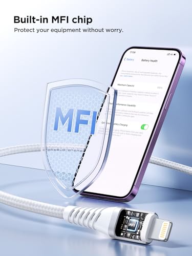 Aioneus Lightning Cable [2Pack 2M], iPhone Charger Cable MFi Certified USB A to Lightning Cord Nylon Braided iPhone Cable Compatible with iPhone 14 13 12 11 Pro Max Mini XS XR X 8 7 6 5, iPad