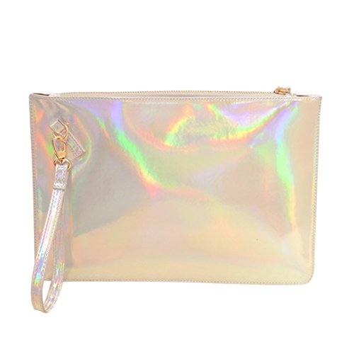 Women's Hologram Anti Wrinkle Wristlet Wallet Clutch Bag, Cell phone Pouch, Envelope Evening bag