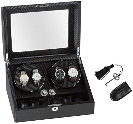 Automatic Watch Winder, Eyeco Carbon Fiber Watch Winder Box Japanese Mabuchi Motor,4 + 6 Position