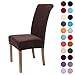 Colorxy Velvet Spandex Chair Covers for Dining Room Set of 4, Soft Stretch Chair Protectors Slipcovers, Removable and Washable, Dark Coffee