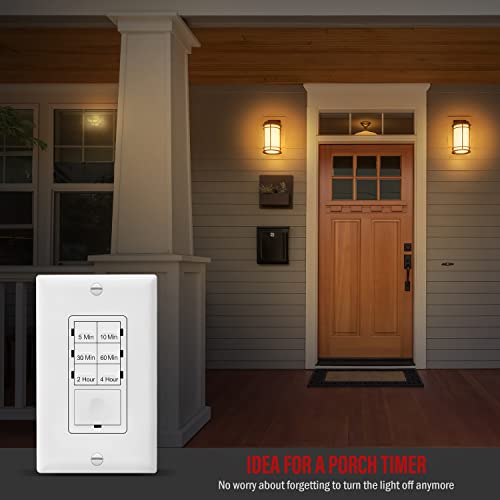 ENERLITES 4Hour No Neutral Wire Countdown Timer Switch, 5103060 Min, 24 Hour, For Bathroom