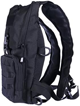 Frontier Tactical Gear Black Hydration Pack Military Backpack Bundle, Light Weight + 2.0L Bladder + Black Paracord Bracelet + tactical patch for Hiking, Biking, Running, Walking, Climbing, Camping
