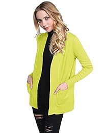 Awesome21 Cardigan de punto para mujer, liso, suave, elástico, apertura frontal