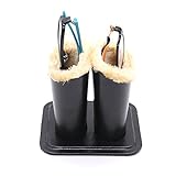 HUELE Eyeglass Holder, Black PU Leather Glasses Stand Case, Plush Lined Protective Eyeglasses Case For Desks or Nightstands