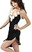 ACEFAST INC New Sexy Lingerie V-Neck Black and White Flowers Skirt Nightgown Dres