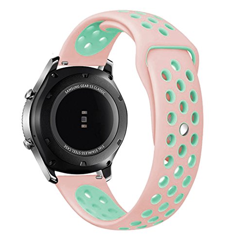 Gear S3 Band, KADES Soft Silicone Band Replacement Strap for Gear S3 Frontier and Gear s3 Classic Smart Watch (Large, Pink/Mint)