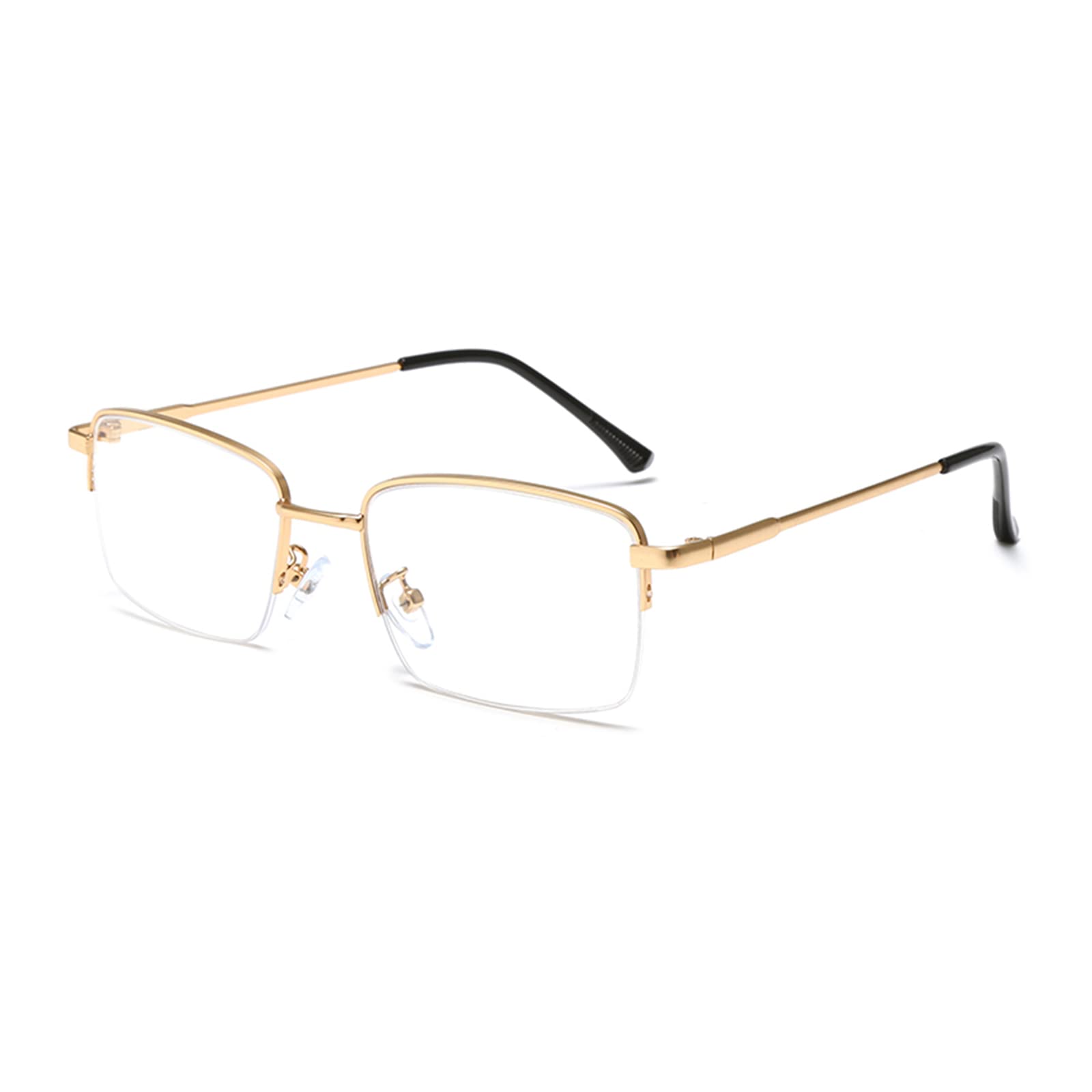 Photo 1 of LJCZKA Half Rimless Blue Light Blocking Glasses Women Men Fresh Rectangle Computer Reading Glasses (gold)