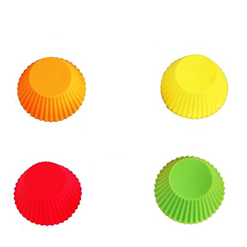 Silicone Muffin Cups,Six Colors, Reusable & Nonstick Muffin Molds, 12 Pack Baking Cups
