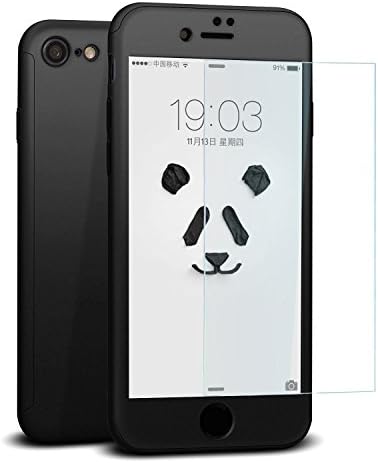 iPhone 7 Case, iLapland 360 Degree All-around Ultra thin Full Body Coverage Slim Fit Case with Tempered Glass Screen Protector for iPhone 7 (Black)