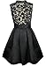 FANCYINN® Women Turtleneck Sleeveless Lace Floral Mini Skater Cocktail Dress Black