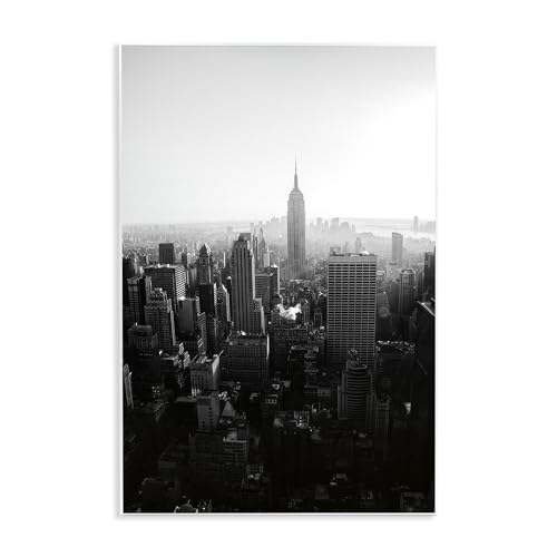 Stupell Industries Empire Building in Monochrome Wall Plaque Art design by Aled…