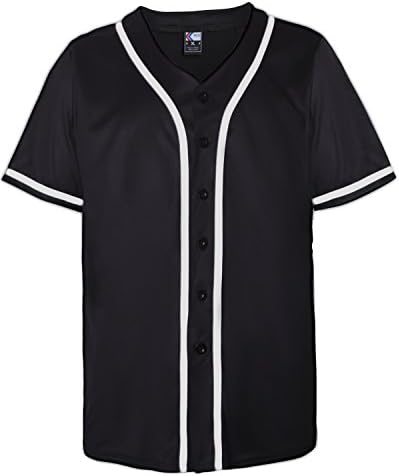 MOLPE Men's Baseball Jersey, Plain Hipster Button Down Hip Hop Shirt, Blank Team Sports Uniform, S-3XL