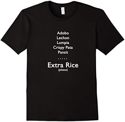 Mens Extra Rice Food Shirt - Funny Filipino Shirt Medium Black