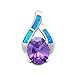Lab Opal & Simulated Amethyst & Larimar Fashion .925 Sterling Silver Pendant COLORS AVAILABLE (Lab Created Blue Opal & Simulated Amethyst)