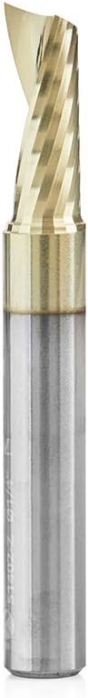 Amana Tool 51402-Z SC Spiral O Single Flute Aluminum Cutting 1/4 D x 5/8 CH x 1/4 SHK x 2 Inch Long Up-Cut ZrN Coated Router Bit withMirror Finish