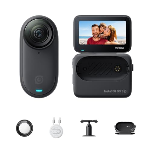 Insta360 GO 3S 64 GB Nachtschwarz - Tragbare 4K Mini-Kamera, Freihand-POVs, Überall anbringbar, Stabilisierung, 140 min Akku, 10 m wasserdicht, KI-Bea