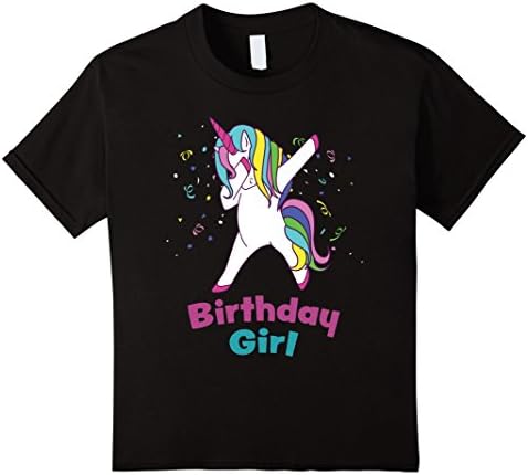 Kids Dabbing Unicorn Birthday Girl Party Shirt 6 Black