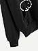 Romwe Women's Long Sleeve Kangaroo Pockets Slogan Letter Graphic Print Cute Cat Ear Pullover Hoodie Black L