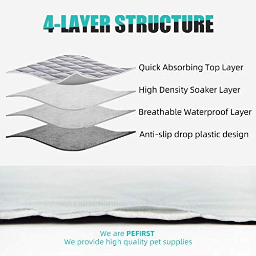 Pefirst Washable Pee Pads for Dogs +Free Grooming Gloves, Puppy Pads Reusable Dog Training Pads Super Absorbing Non-Slip for Crate, Playpen, Pee Tray (23.6\