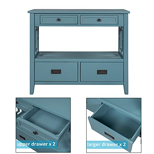 Farmhouse Wood Console Table 36-Inch Entry Sofa Table with Drawers & Storage Shelf for Entryway ...