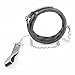 Choker Collar Padded Leather Faux Fur Lined Costume and Detachable Leather and Chain Leash (Black)