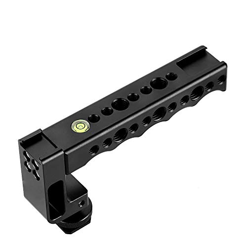 WEIHE Aluminum Alloy Camera Handle Grip with Dual Hot Shoe for Flashlight or Microphone 1/4 and 3/8 Screw