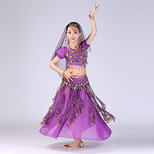 image for CCOOfhhc Girls Halloween Costume Set - Kids Belly Dance Halter Top Dre