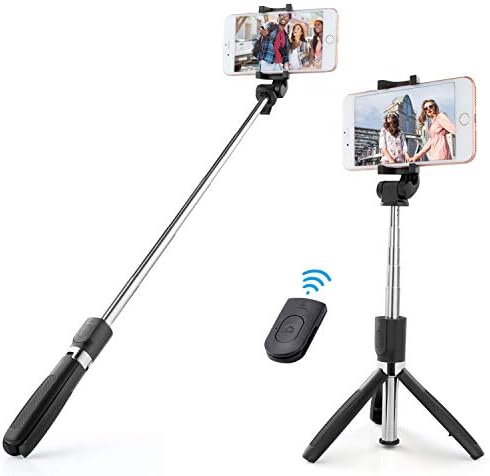 Selfie Stick,RVZHI Extendable Wireless with Bluetooth Remote Tripod Stand Holder for Phone x 8 6 7 Plus Android Samsung Galaxy S7 S8 BlackBerry Huawei/More BlackA02 … (Black)