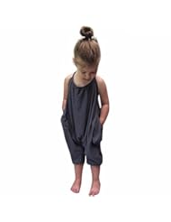 Apparel: Gresdent Baby Cute Grey Jumpsuits for Girls Kids Harem Strap Romper Jumpsuit Toddler One Piece Pants 2-8Y