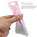 JAHOLAN Pink Blue Marble Design Clear Bumper TPU Soft Rubber Silicone Cover Phone Case Compatible with iPhone 7 Plus/iPhone 8 Plus