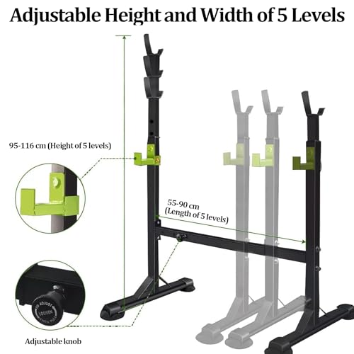 Adjustable Power Squat Rack, Bench Press Rack, Barbell Rack Stand for Home Gym Strength Training Fitness Workout, 230kg Max Load