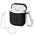 LIKDAY AirPods Case with Strap Protective Silicone Cover with Carabiner for Apple Airpods Accessories ( Black )