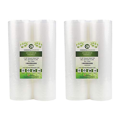 Commercial Bargains 4 Vacuum Food Sealer Saver Storage Bag Rolls 11" Wide 50' FT Long Bulk Freezer