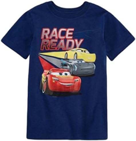 Cars 3 Movie T Shirt for Boys Short Sleeve Graphic Tee (S 5/6, Navy Race)